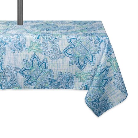 Fastfood 60 x 120 in. Blue Watercolor Paisley Print Outdoor Tablecloth with Zipper FA2567340